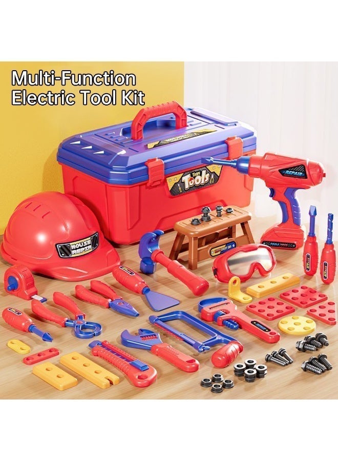 EVEREEN Kids Tool Set, 48 Pcs Pretend Play Construction Toy with Electronic Drill & Tool Box, Learning Tool Kit for Toddlers & Kids Boys Girls Ages 3 4 5 6, Birthday Gift - Image 5